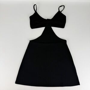 Effortless Ribbed Cutout Mini Dress in Noir